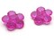 2 35mm Large Bright Pink Flat Faceted Flower Plastic Shank Buttons